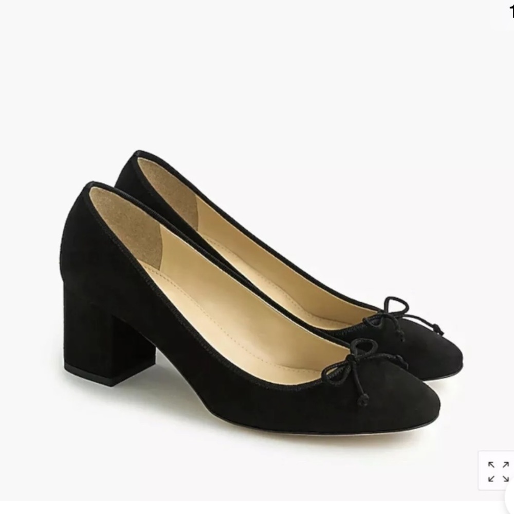J.Crew Evie Ballet Block Heel 8.5 Black Suede